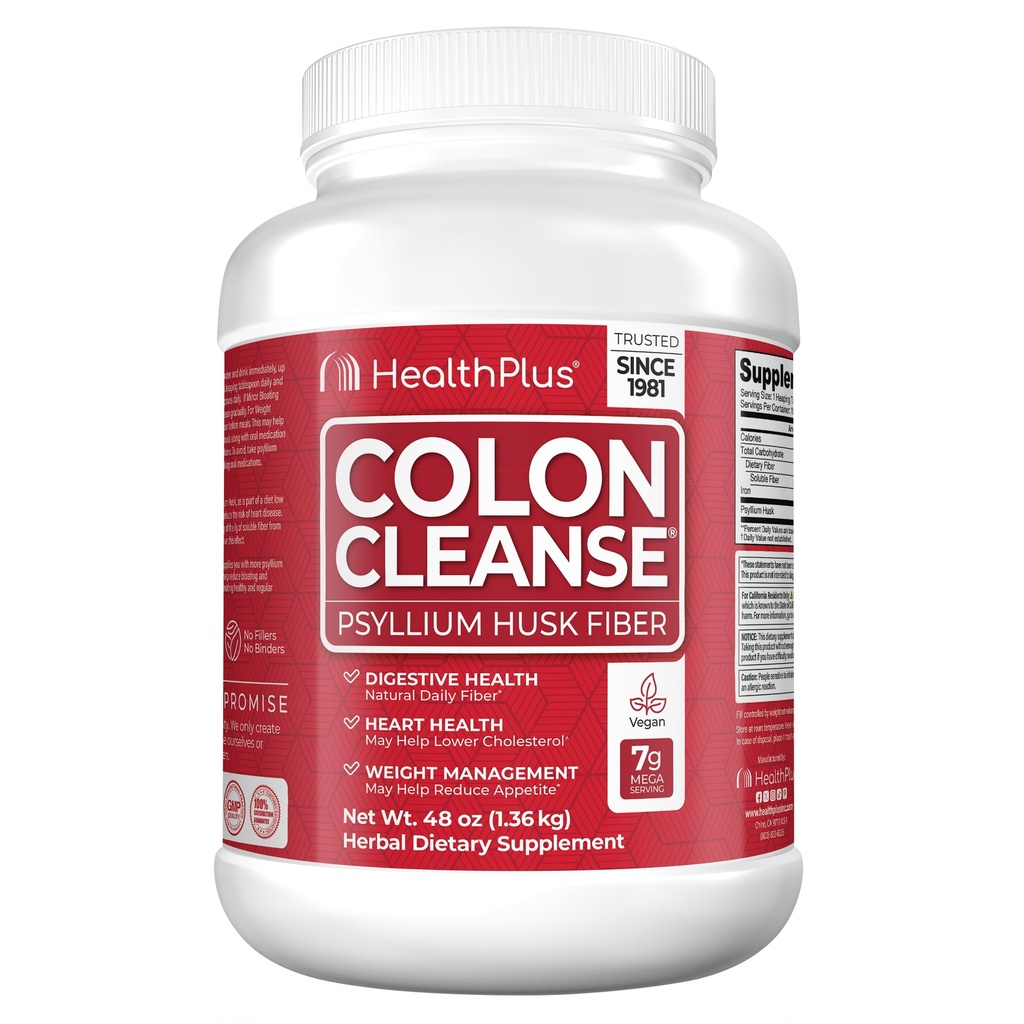 Health Plus Colon Cleanse fordøjelsesstøtte be 124; All Natural Daily Fiber for Toxin Elimination To Reducere Bloating be 124; Understøtter Heart Health be 124; 48 Ounces, 194 Serveringer