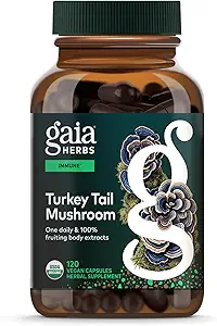 Gaia urter Tyrkiet Tail Mushroom - immunsupport supplement til at hjælpe med at bevare leversundhed - med økologiske Tyrkiet Tail Mushroom Fruiting Body Extract - 120 Veganske kapsler