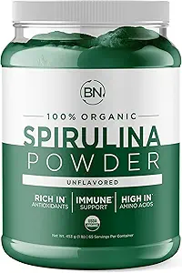 Spirulina Powder Organic 1lb -129 Servering 3.5g Servering Størrelse - USDA Certificeret - RAW Nutrient Dense Over 70% Protein Per Servering - Pure Source Vegan Protein - Superfood