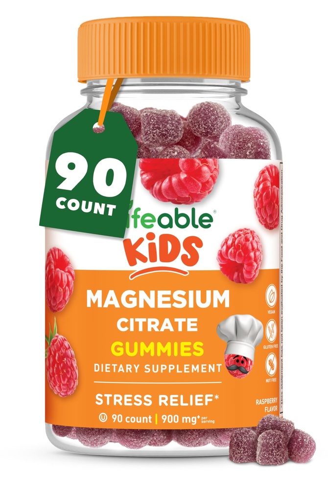 Lifeable Magnesium Gummies for Kids against 124; 900mg Magnesium Citrate against 124; Great Tasting Kids Magnesium Support 124; Gluten Free Muscle Support og Stress Relief Chewable