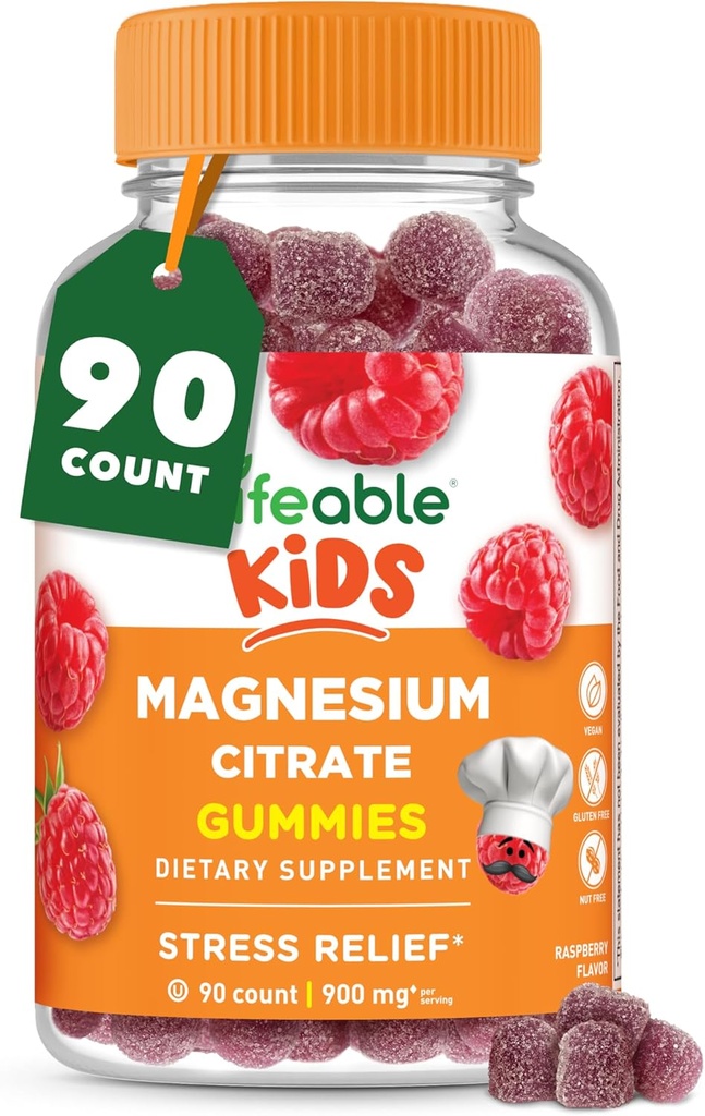 Lifeable Magnesium Gummies for Kids against 124; 900mg Magnesium Citrate against 124; Great Tasting Kids Magnesium Support 124; Gluten Free Muscle Support og Stress Relief Chewable