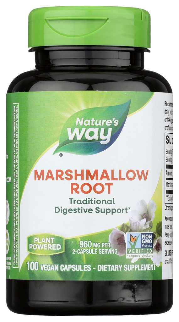 Nature 's Way Marshmallow Root - Marshmallow Root supplement til traditionel fordøjelsesbesvær * - Gluten- Free, Dairy- Free & Vegan - Easy- Sluge kapsler - 100 kapsler (Packaging May Vary)