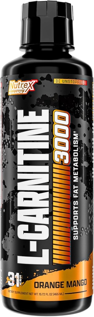Nutrex Research Liquid Carnitin 3000 - 124; Orange Mango - 124; Stimulant - Gratis 124; 31 Servere 16 Fl Oz