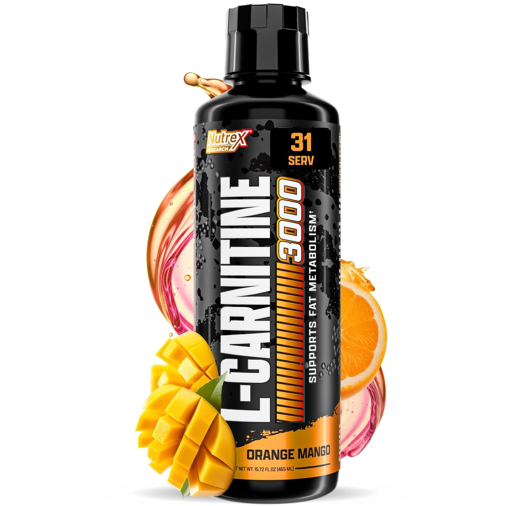 Nutrex Research Liquid Carnitin 3000 - 124; Orange Mango - 124; Stimulant - Gratis 124; 31 Servere 16 Fl Oz