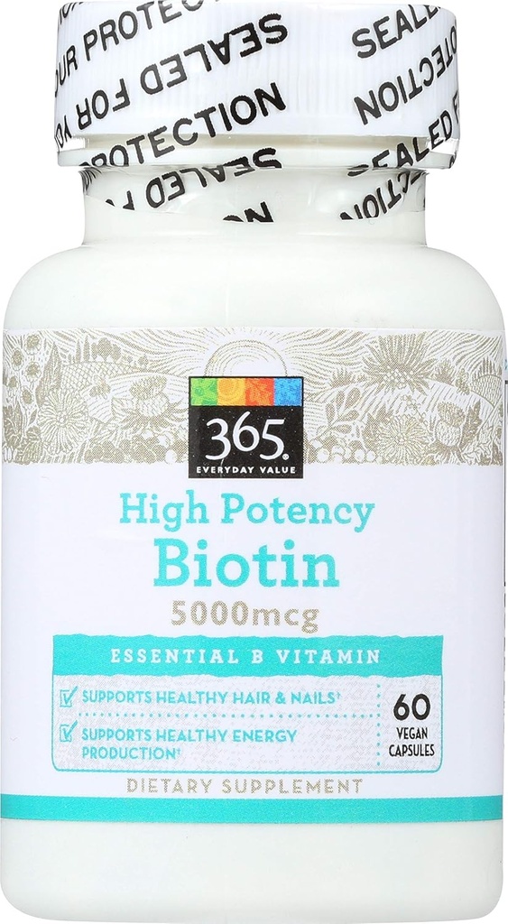 365 af Whole Foods Market, High Potency Biotin 5000mcg, 60 ng