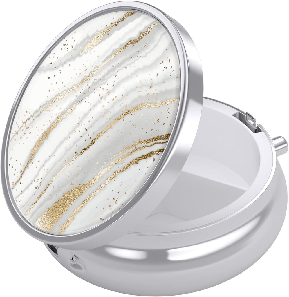 Nipichsha Pill Box, Lille Pill sag for purse & Pocket, Cute Travel Medicine Organizer, Portable Medicine Container Holder til at holde vitaminer, Medicin, Fish Oil & Kosttilskud, White Marbling