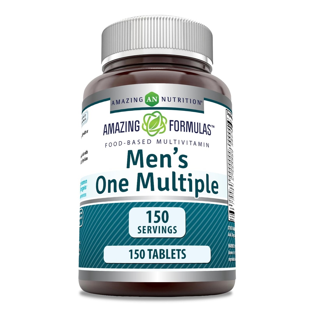 Amazing Formulas Mænds One Multivitamin Supplement Mest124; Food Based Mest124; 150 tabletter Mest124; Perfect Blend of Vitamin, Minerals & Probiotics Mest124; Non- GMO Mest124; Gluten- Free Mest124; Made in USA