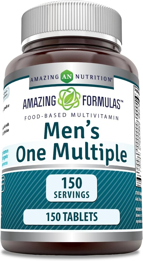 Amazing Formulas Mænds One Multivitamin Supplement Mest124; Food Based Mest124; 150 tabletter Mest124; Perfect Blend of Vitamin, Minerals & Probiotics Mest124; Non- GMO Mest124; Gluten- Free Mest124; Made in USA