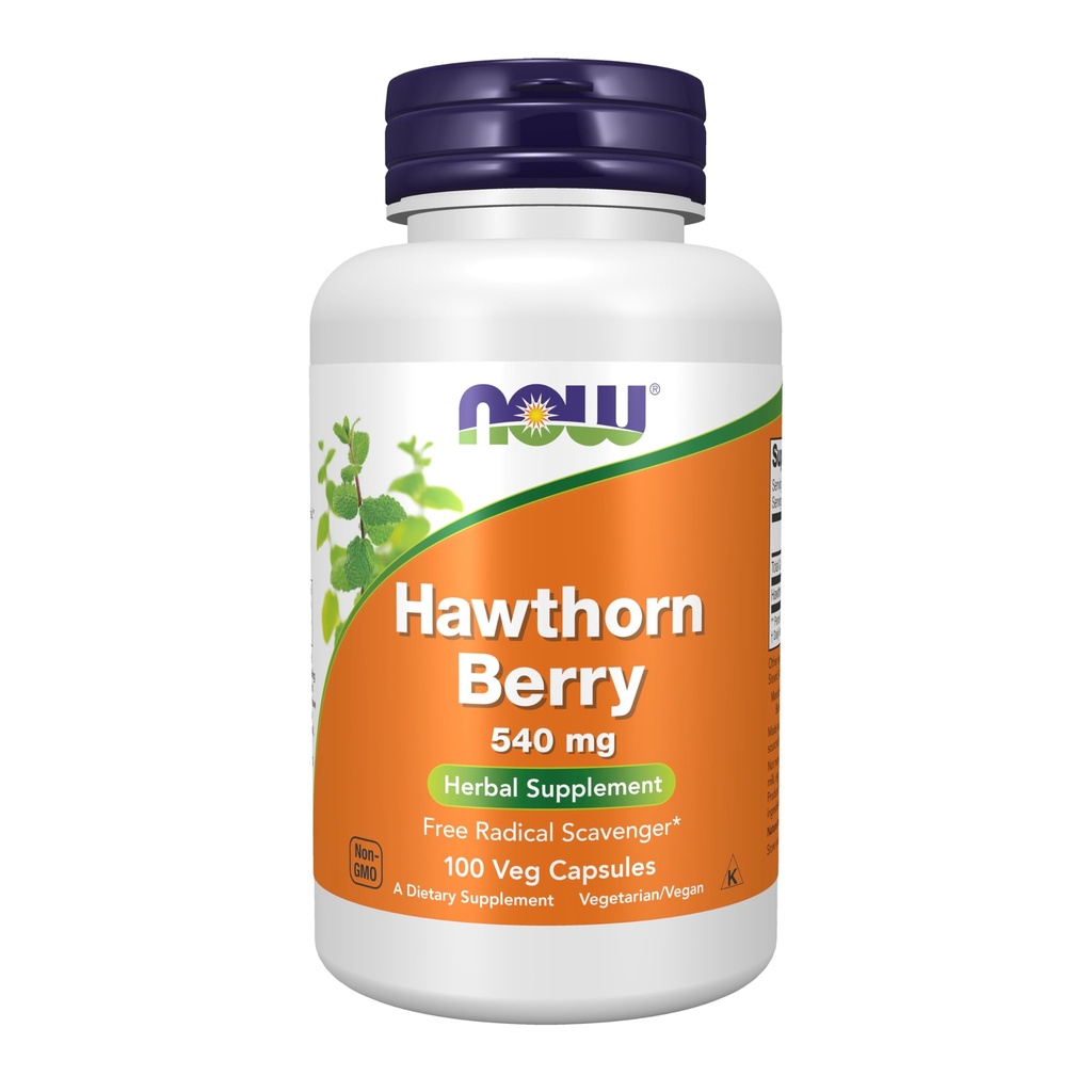 Now Foods Supplements, Hawthorn Berry 540 mg, Free Radical Scavenger *, Herbal Supplement, 100 Veg kapsler