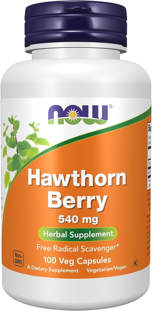 Now Foods Supplements, Hawthorn Berry 540 mg, Free Radical Scavenger *, Herbal Supplement, 100 Veg kapsler