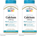 21. Century Calcium Plus D3 Liquid Filled Softgel, 1200 mg, 90 Greve (pakke med 2)