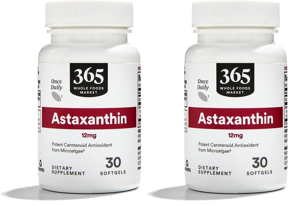Whole Foods Market, Astaxanthin 12mg, 30 ct (pakke med 2)