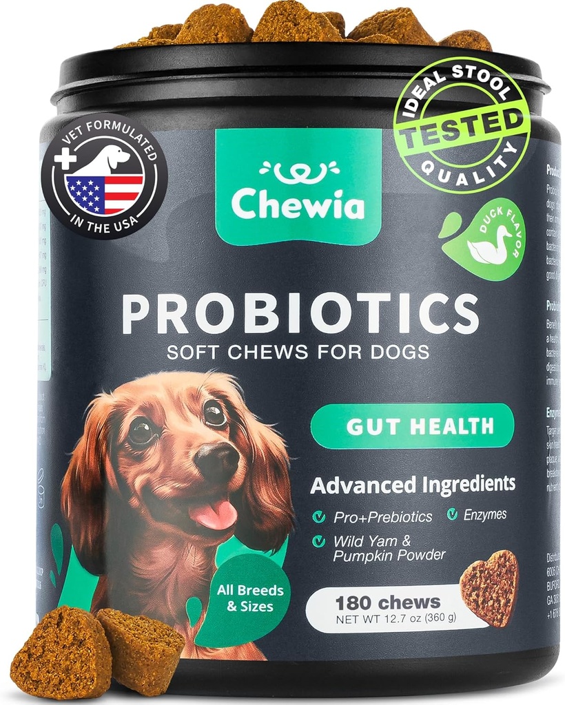 Probiotics for Dogs Gut Health, Digestion, Immunity, Yeast Balance, Itchy Skin, Allergies Support - Dog Probiotic Chews with Digestive Enzymes for Gut Flora- Soft Treats with Pumpkin and Yeast Powder