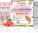GREENPEOPLE Flydende kollagen til kvinder & mænd, 2500mg Fish Collagen Peptider + Hyaluronsyre + Vitamin B & C, hår hud negle Knogler Support (0,85 fl oz, 10 flasker, Grapefrugt)