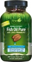 Double-Potency Fish Oil Pure by Irwin Naturals, Citrus Flavor with Vitamin D-3, 60 Liquid Soft-Gels
