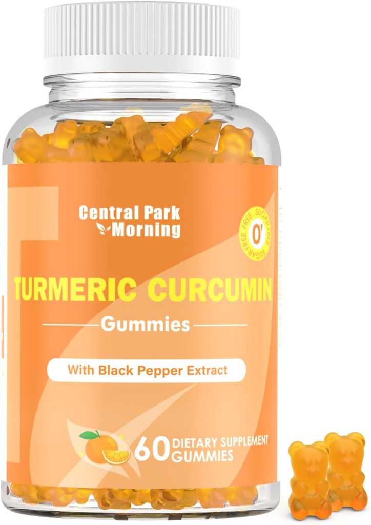 Gurkemeje Gummier, Ekstra Styrke fælles støtte Gummier med gurkemeje Curcumin, Vegansk Non- GMO, Kosttilskud, 60 Tæl