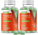 Viteey Chewable C-vitamin Gummies til voksne - 1050mg maksimal styrke immunforsvar supplement - Vegan, Gluten Free - 180 Tæl