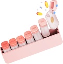 Ugentlig Pill Organizer 1 gang om dagen - Rejse Pill Box 7 Dage, Stor Medicin Pill Case Container for Daily Medication Vitamin Supplement Fish Oil, Bærbare Uge Pills Organizer Holder Dispenser, Pink