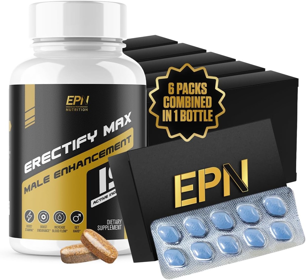 ERECTIFY MAX piller til mænd hurtig fungerende Erection Support 124; New Ultra Dosed Male Enhancement til at maksimere blodgennemstrømningen, Tykkelse & Boost Libido Buddy 124; Horny Geat Weed + 18 Ingredienser - 60 tabletter