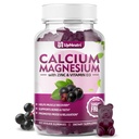 Calcium Magnesium Zink med D3- vitamintilskud, sukkerfri kalciumgummier til kvinder Mænd, høj Absorption Zinkgummier til ben & muskel & immunforsvar, Vegansk Elderberry Flavor - 60 Greve