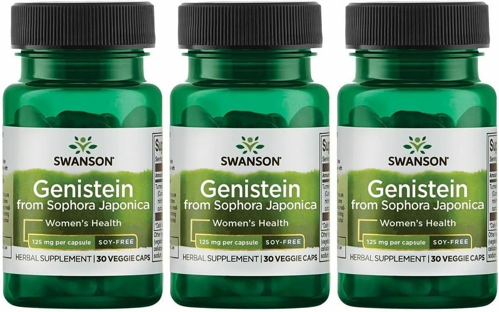 Swanson Soy- Free Genistein - Plant- baseret naturligt supplement til kvinder - Comfort & Balance - (60 Veggie kapsler, 125 mg hver) 3 pakke