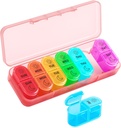 Betife Ugentlig Pill Organizer 2 gange om dagen, 7 dages Pill Box AM PM, Bærbar rejse Pill Case, Daglig Pill Container Dag og nat, Medicin Organizer for Medicin, Vitamin eller supplement