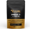 LUAL Omega-3 Fish Oil Softels - 1000mg med EPA og DHA, Lemon Flavor, Burpless, non-GMO formel for hjerte, hjerne og samlede wellness - 120 Greve