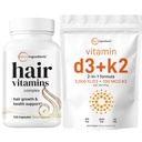 Mikroingredienser Vitamin D3 5,000iu + K2 100mcg Softels & Hår Vitaminer Complex kapsler Bundle 2 Pack 124; Essential Sunshine Vitumes