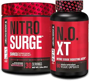 Jacked Factory Nitrovolume Shred Thermogen Pre- Workout i Watermelon & N.O. XT Nitric Oxide Booster til mænd og kvinder