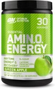 Optimum Nutrition Amino Energy - Pre Workout med grøn te, BCAA, Aminosyrer, Keto Friendly, Green Coffee Extract, Energy Powder - Green Apple, 30 Servering (Packaging May Vary)
