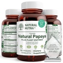 Naturlige Nutra Papaya Chewable Enzymer til fordampning og kropssensning - Understøtter fordøjelsessygdomme, Let Gastrointestinal discomfort - Nutrient Absorption and Reduces Bloating - 90 Vegan tabletter