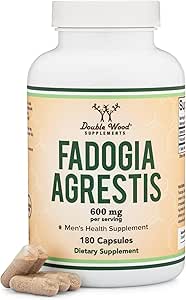 Fadogia Agrestis 600 mg per servering (180 kapsler) Kraftfuld Uddrag til støtte atletisk ydeevne (tredjepart testet, non-GMO, Vegan, Gluten Free) af Double Wood