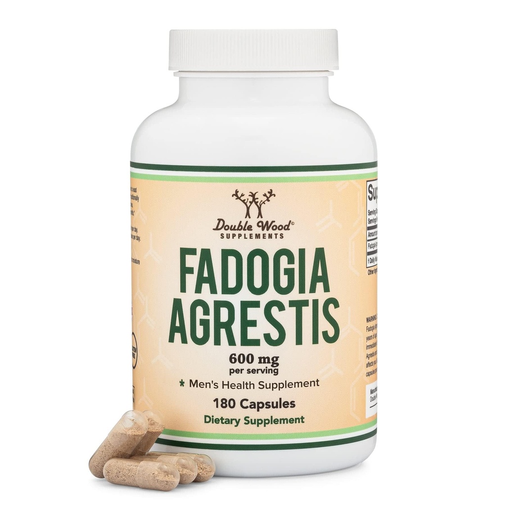 Fadogia Agrestis 600 mg per servering (180 kapsler) Kraftfuld Uddrag til støtte atletisk ydeevne (tredjepart testet, non-GMO, Vegan, Gluten Free) af Double Wood