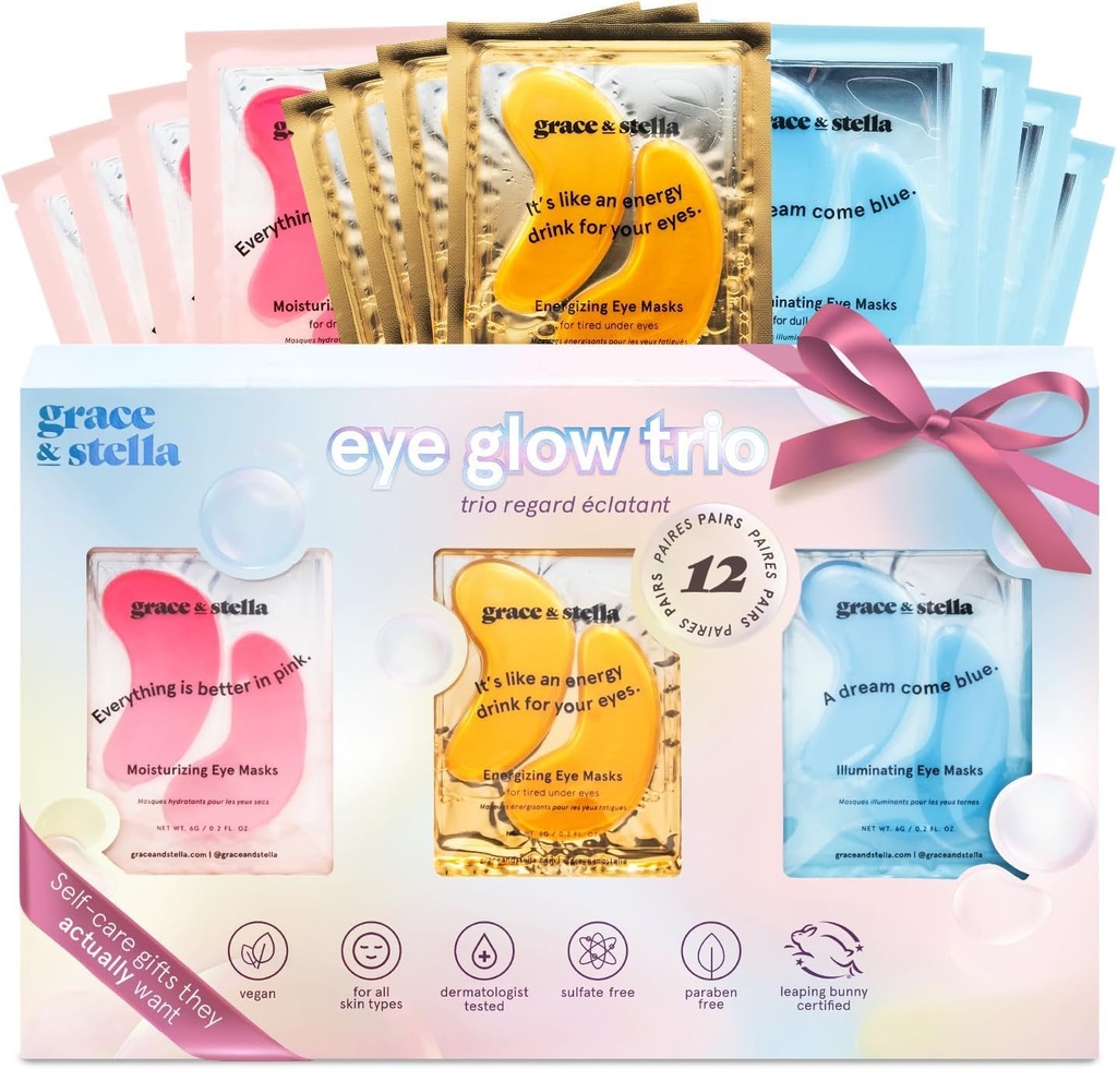 Grace & stella Under Eye Patches (12 par) Eye Maskers for Puffy Eyes and Dark Circles - Strømper, Julegaver til kvinder - Gaver til fødselsdage, Bachelorette Party, Bridesmaids, Selvomsorg