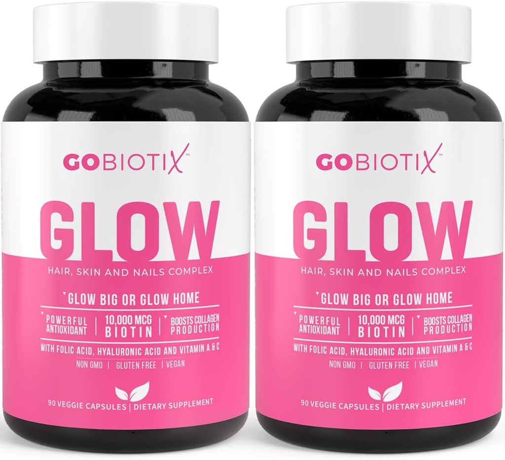GOBIOTIX hår hud og negle Vitamin Supplement - 10000mcg biotin piller med hyaluronsyre, folat, jern, magnesium og zink - Collagen produktion, hårvækst - 60 Servere