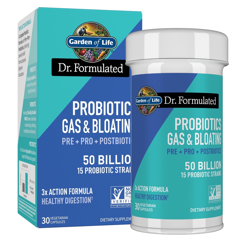 Livets have Dr. Formuleret én gang dagligt 3- in-1 Komplet Prebiotika, Postbiotika & Probiotika for kvinder og mænd - PRE + PRO + POSTBIOTIC supplement til gas & bloating - 50 milliarder CFU, 30 dages forsyning