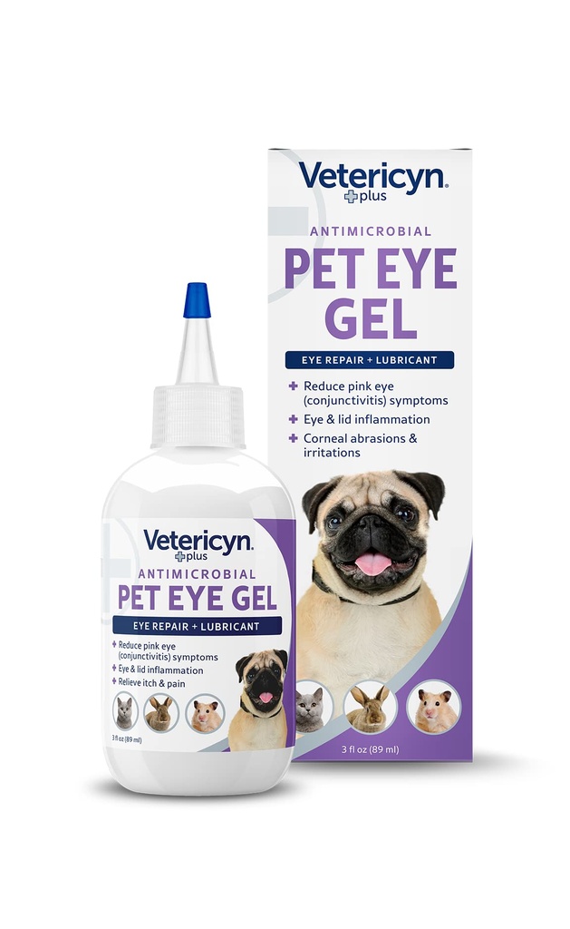 Veterincyn Plus Pet Eye Gel Budd124; hund og kat Eye Salve Alternativ til Smøremiddel og Relieve Eye Irritationer og Slisioner, Reducere symptomer på Pink Eye hos hunde og katte. 3 ounces