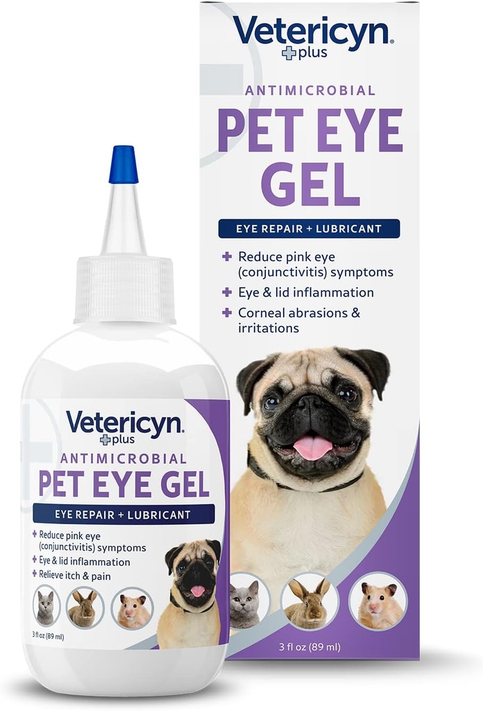 Veterincyn Plus Pet Eye Gel Budd124; hund og kat Eye Salve Alternativ til Smøremiddel og Relieve Eye Irritationer og Slisioner, Reducere symptomer på Pink Eye hos hunde og katte. 3 ounces