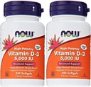 Now Foods Vitamin D3 5,000 IU, 240 softgels (Pack of 2)