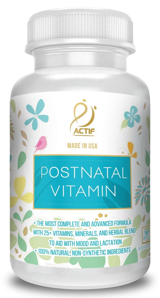 Aktivitet Postnatal Vitamin med 25 + Økologiske Vitamin og Økologiske Urter, Sygepleje og Amning Supplement, Understøtter Baby 's Brain Development, Non- GMO, Made in USA, 90 Greve