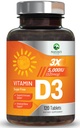 Vitamin D3 5000iu (125 mcg) immunforsvar - høj potens D-vitamin Kosttilskud til ben, tænder, muskel - Nature 's VIT D, Vegan, Gluten Free, Raspberry Flavor - 120 tyggetabletter