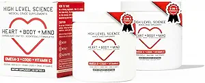High Level Science CoQ10, Omega-3, E-vitamin, Kardiolog Formuleret til hjerte + krop + sind sundhed, DHA / EPA, Antioxidant til energi, Superior biotilgængelig fiskeolie, Gluten Free, 60 Softgels - 2 Pack