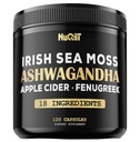 Organic Ashwangdha Capsules 15000mg Irish Sea Moss Apple Cider Vinagar & mere - Support Brain Health, Strength & immunsystem - 120 Veganske kapsler