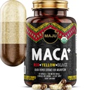 Maju Superfoods 4- in-1 Maca Root Capsules, Organic Black, Yellow & Red Roots w Black Pepper Extract for Absorption (120 ct)