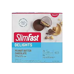 SlimFast Delights Peanut Butter Chocolate Snack Cup, 0g tilsat sukker, 2g Net Carbs, 10 Greve