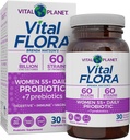 Vital Planet - Vital Flora Kvinder Over 55 Daglige Probiotika, 60 Millioner CFU, Diverse Strops, Organic Prebiotika, Vaginal og immunforsvar, Fordøjelsesmedicin Probiotika til Kvinder 30 Kapsler