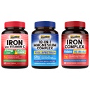 10 i 1 Magnesiumkompleks & jerntilskud, 65mg carbonyl jern med 250 mg vitamin C & 5 i 1 jernkompleks