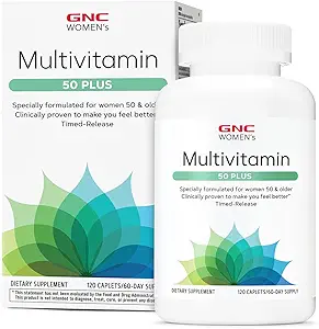 GNC kvinders 50 Plus Multivitamin Caplets, Klinisk bevist at føle sig bedre, Vitamin D-3, Immun, Stærke Bones, Memory, Mental Sharpness, Vision, Biotin, Timet Release, 120 ct, 60 svgs