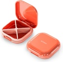 Small Pill Case, Travel Pill Box, Portable Pill Organizer, Pill Container for Pocket 4 Compartments, Daily Compact Travel Medicine Holder for Vitamins Medication (Pink)