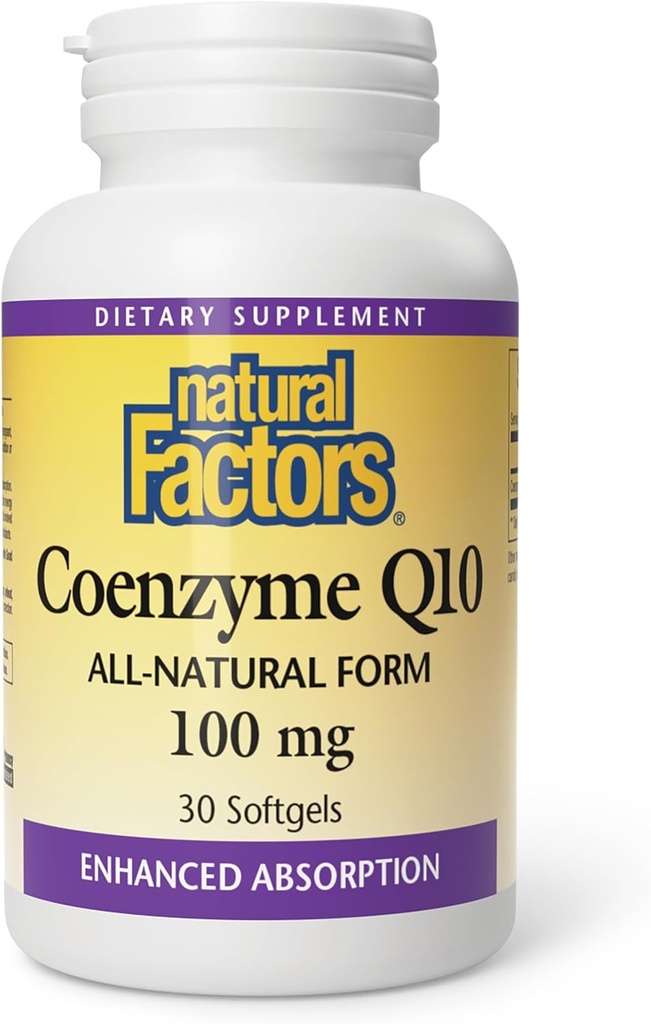 Naturlige faktorer Coenzym Q10 - Antioxidant Support Understøtter Cellular Energy Production - Bedre Absorption Aids Sunde hjerte funktion - 100 mg, 60 Softgels (60 Servere)